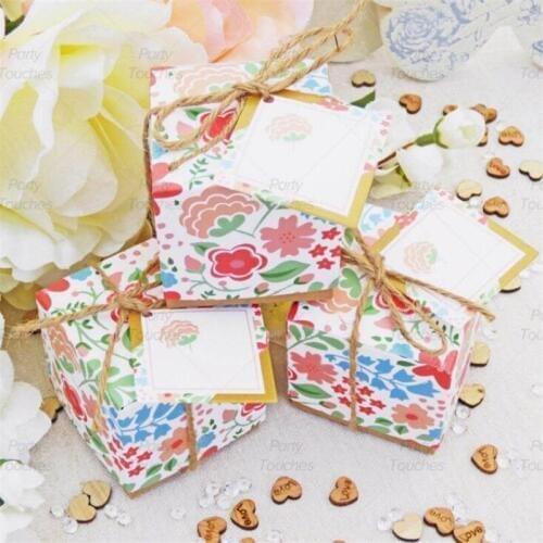 100Pcs/Lot Paper Gift Box for Party Decorations Flowers Favor Boxes Birthday Party Supplies Wedding With String Tags