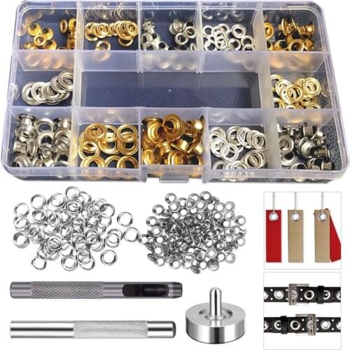 120x Grommets Clothing Metal Eyelets Button Set with 3 Installation Tool Kit