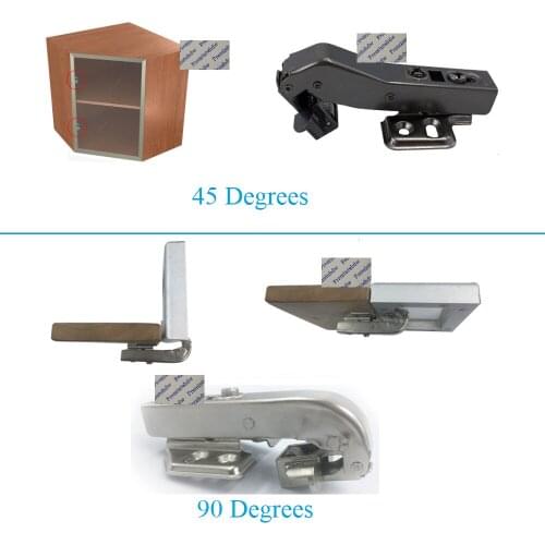 2Pcs 45 90 Degrees Mortise Aluminum Frame Glass Hinge Soft Close Hydraulic Wine Cupboard Display Glass Cabinet Black Silver