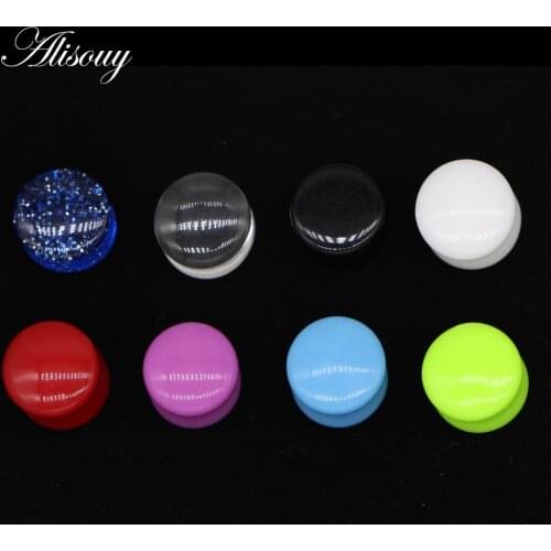 Alisouy 2PCS NICE piercing body jewelry mixed gauges solid colors ear expander saddle acrylic ear plug GOOD Quality ear Plug