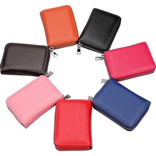 2019 Hot unisex multi-card position zipper coin purse genuine leather RIFD anti-magnetic ID holders like organ card package