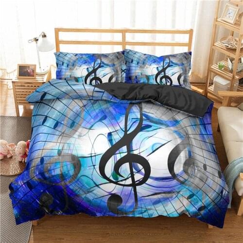 3D Colorful Music Note Duvet Cover Sets Soft Microfiber Bedding Set Duvet Cover Set Bed Sheet Pillowcases Multi Size