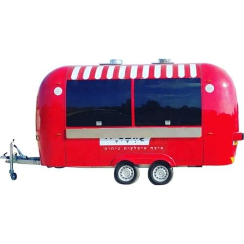 5m red color freezer fast food truck trailer cart street food kiosk with lights