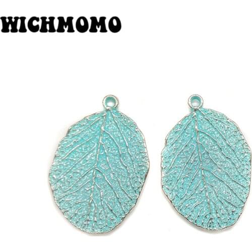 2019 New 5 Pieces 32mm Retro Patina Plated Zinc Alloy Green Leaves Charms Pendants for DIY Necklace earrings Jewelry Accessories