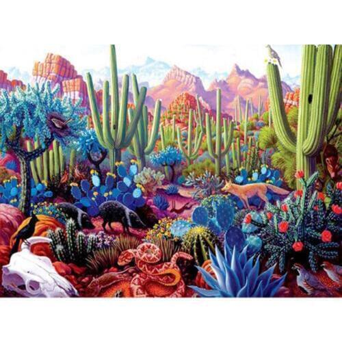 5D Diy Diamond Painting Cartoon Full Round drill Cross-Stitch Desert Oasis Diamond Mosaic Rhinestone Picture Embroidery