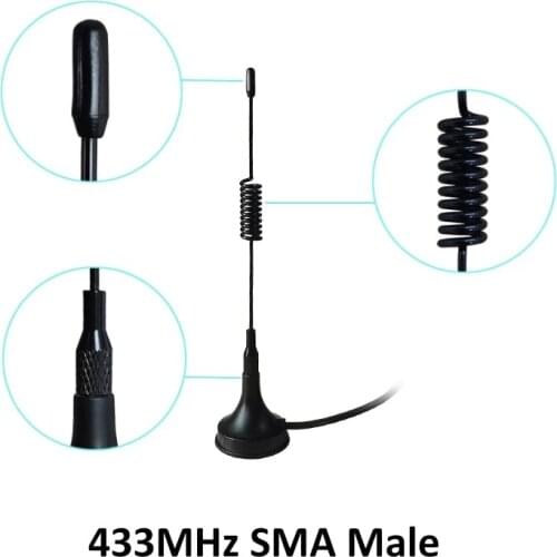 2pcs 5dbi 433Mhz Antenna 433 MHz antena GSM SMA Male Connector with Magnetic base IOT Ham Radio Signal Booster Wireless Repeater