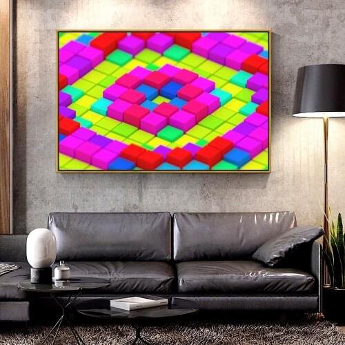Artcozy Oil Canvas Painting cubes_colorful_structure For Home Decoration Wall Art