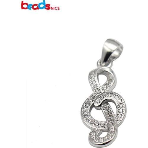 Beadsnice jewelry beautiful rhinestone pendant 28x9.5mm sterling silver pendants musical note for long necklace making ID 30607