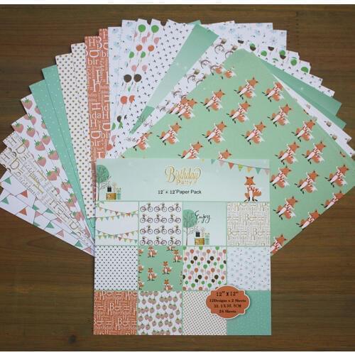 12"Big Scrapbooking Paper Pack Of 24 Sheets DIY Album Background Pads Paper Handmade Art Scrapbook Craft Wrap Paper Cards Making