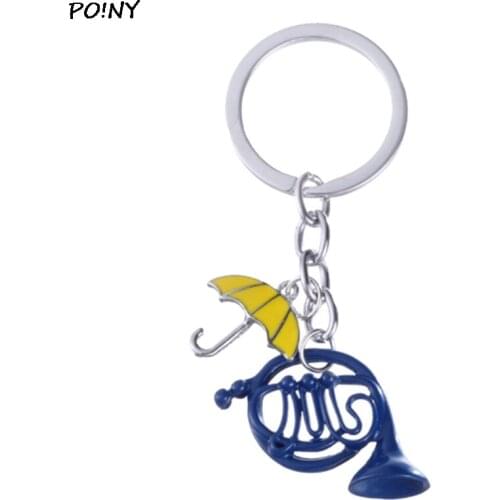 Hot How I Met Your Mother Key Chain Enamel Blue Horn Umbrella Pendant TV Series Keychain Women Men Key Holder Key Ring Gifts