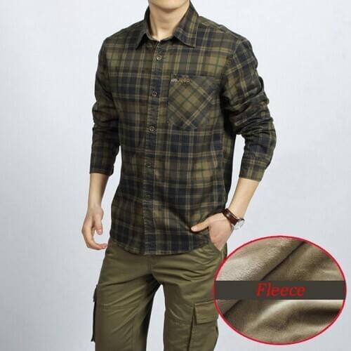 2020 Brand Shirt Men Autumn Winter Fleece Warm Men Shirt Plus Size 3XL Long Sleeves Army Military Shirt Men Chemise homme