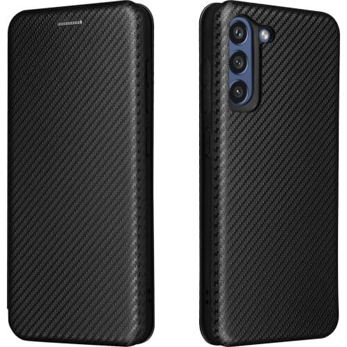 Carbon Fiber Skin Leather Case for Samsung Galaxy S21 FE Flip Wallet Book Full Cover For Samsung S21 Ultra S21+ Shockproof Bags