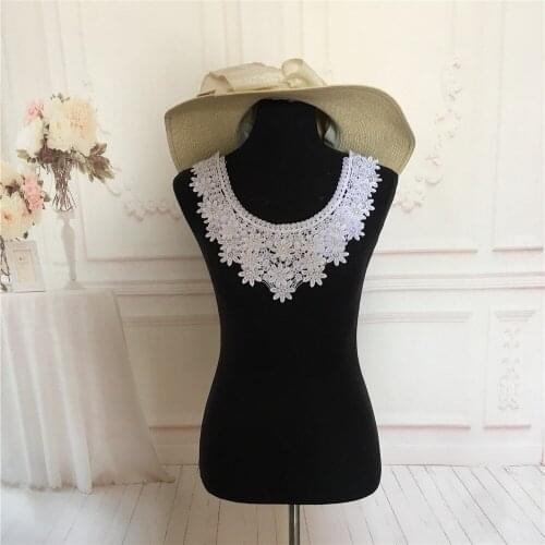 High-quality Lace Fabric Embroidery Lace Collar ABS Pearl Lace DIY Decorative Clothing Neckline Accessories Craft Supplies