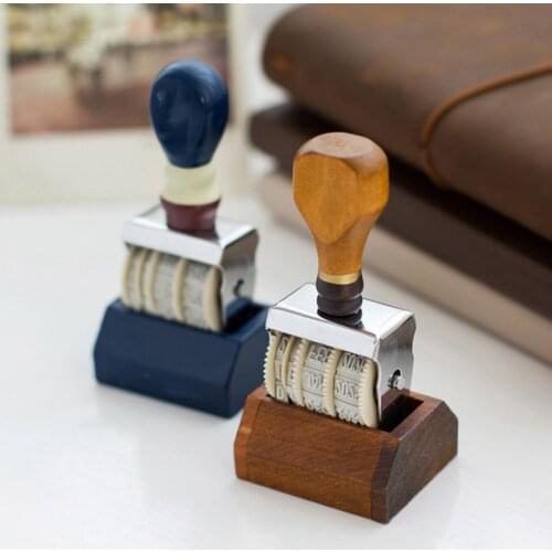Wooden Date Stamp Roller Stamp Imitation Postmark Effect For DIY Scrapbook Craft Decoration Roller Retro Supply