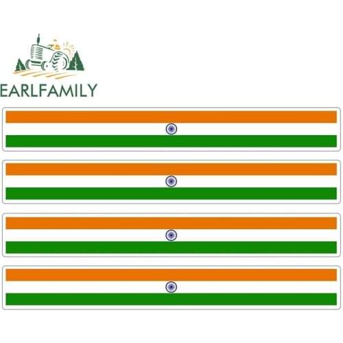 EARLFAMILY 13cm x 1.7cm 4pcs Car Stripe Motorcycle Racing Flag Sticker Bicycle Laptop Decal Bike Moto Tuning India Car Stickers