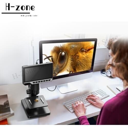 Electronic Digital Microscope 12MP 7 Inch IPS LCD screen with Base 1-1200X Continuous Amplification Magnifier with battery