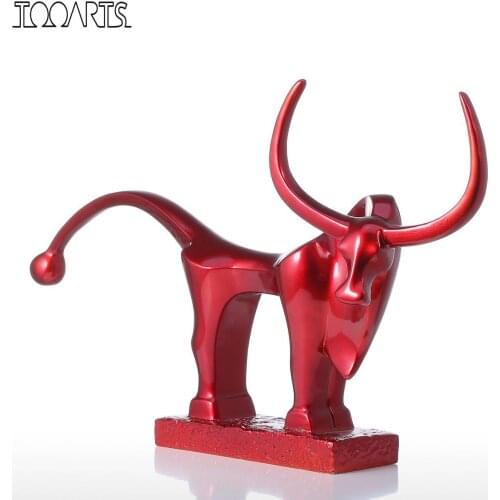 Tooarts Long Tail Cattle Resin Figurine Fiberglass Feng Shui Figurine Abstract Exaggerate Modern Craft Gift For Home Decor
