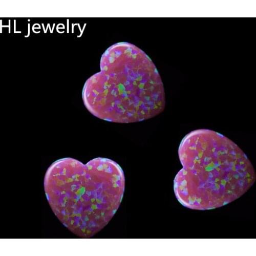 Hill-san Lotus Wholesale 10/12mm Synthetic Pink Opal Heart For DIY Jewelry