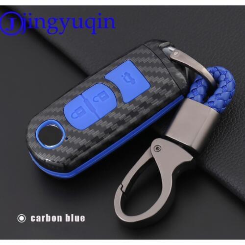 Jingyuqin 3B Carbon Fiber Silicone Key Case Cover For Mazda 2 3 6 Atenza Axela CX-5 CX5 CX-7 CX-9 2014