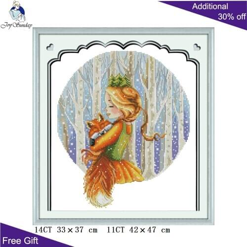 Joy Sunday Forest Princess Cross Stitch RA236 14CT 11CT Counted and Stamped Home Decor Needlepoint Embroidery Cross Stitch kits