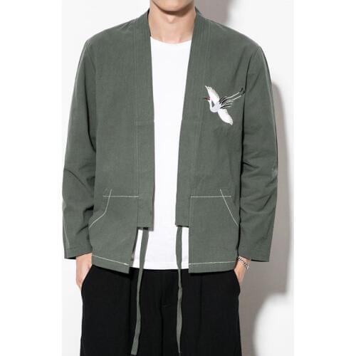 Chinese Retro Plus Size 5XL Tang suit jackets Coat Mens Cotton Linen embroidered Hanfu male Traditional Taoist Robe Clothing