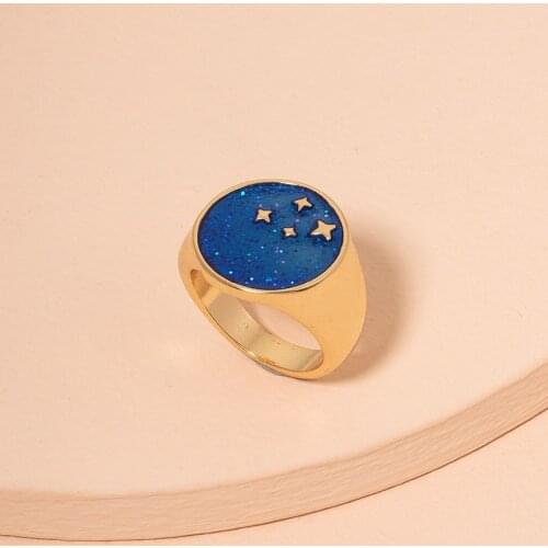 New Ins Vintage Color Star Ring Simple Creative Drop Oil Multiple Stars Rings For Women Men Fashion Jewelry Gift
