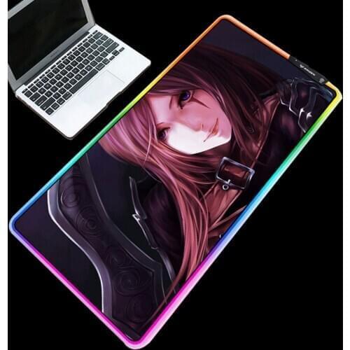 XGZ RGB Mice Mats LED Backlit Anime Beautiful Girl Photo Mousepad 7 Colors Colorful for Notebook PC Large Table Mat 900x400mm