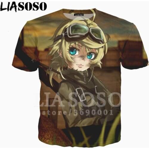 LIASOSO 3D Print Women Men War Anime Youjo Senki Tanya Degurechaff Kawaii Girl Cool Tshirt Summer T-shirt Hip Hop Leisure Tops