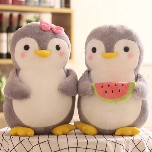 Cute Penguin Hugging Fruit Plush Stuffed Doll Kids Toy Home Restaurant Decor Valentine Gift