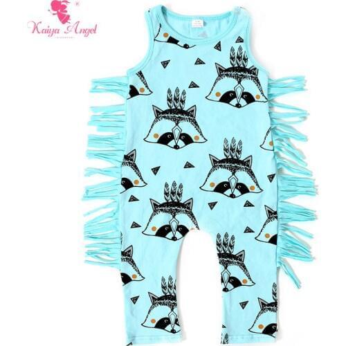 Kaiya Angel Fashion Baby Clothes Tassel Fox Plaid Baby Clothing Baby Girl Romper Summer 2017 0-24 Months