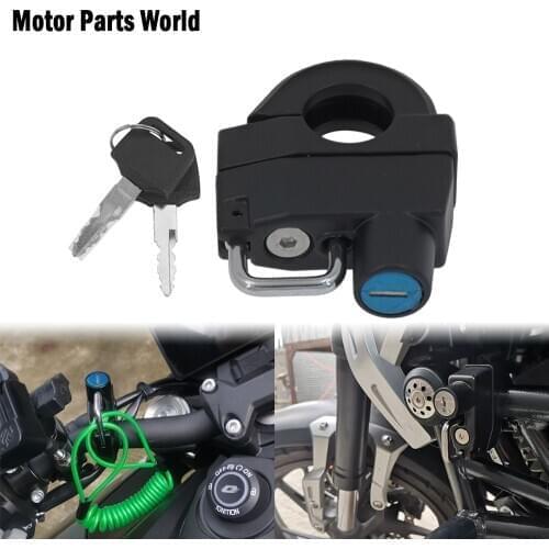 Motorcycle 25mm Handlebars Helmet Lock With 2 Keys Black For Harley Dyna Low Rider Street Bob Touring Softail Sportster XL883