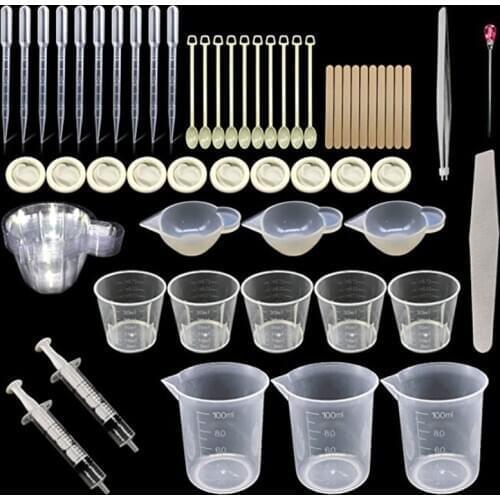 Crystal Epoxy Resin Mold Kit DIY Crafts Jewelry Making Tools with Silicone Measuring Cup Mixing Cups Tweezers Mixing Sticks
