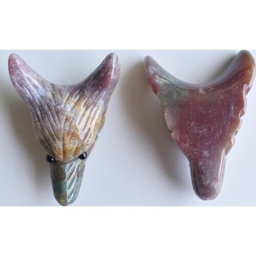 Wholesale 2pcs/lot Fashion good quality natural india onyx Carved Wolf Head shape Pendants for Necklace jewelry making free