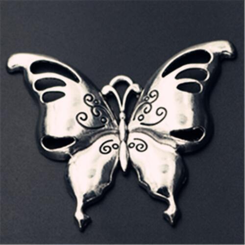 WKOUD 2pcs Silver Plated Butterfly Charm Necklace Keychain DIY Manual Jewelry Fashion Alloy Pendants A836