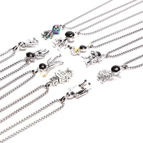 New Hip Hop Fashion Titanium Steel Astronaut Necklace Astronaut Pendant Pendant Couple Sweater Chain Punk Party Jewelry