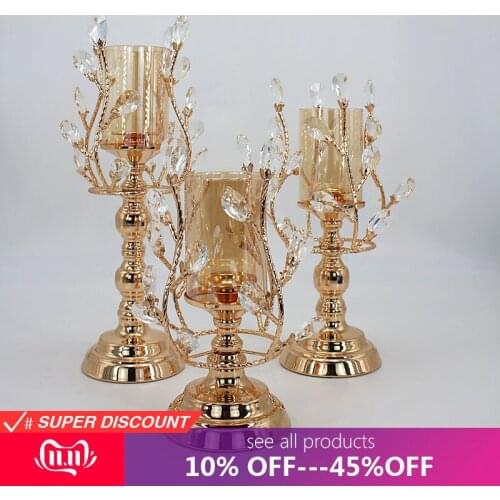 NEW Nordic Creative metal crystal Candlestick Flower arrangement Candle holder wedding Decorative ornaments