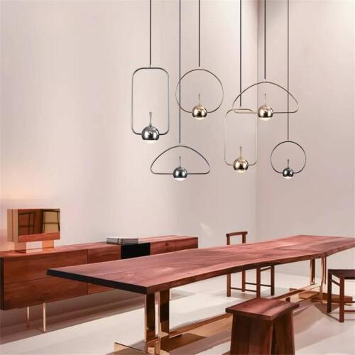 Postmodern industrial geometric pendant lights for kitchen living room nordic home deco hanging lamp bar loft led light fixtures