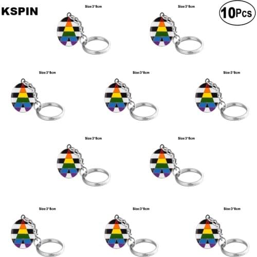 Straight Allies Key Ring Lapel Pin Flag badge Brooch Pins Badges 10Pcs a Lot