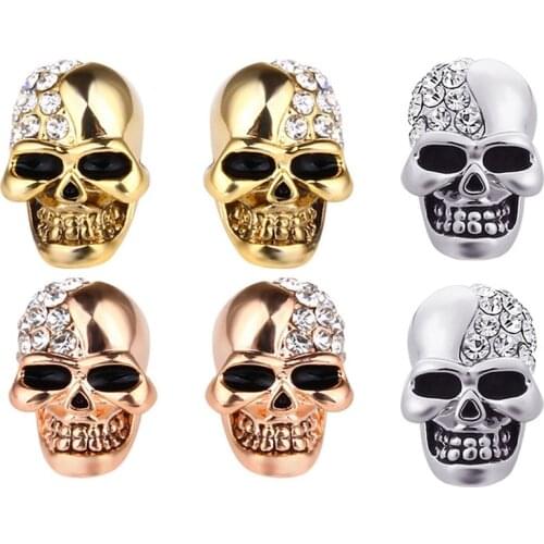 Rock Punk Crystal Skull Earrings For Women Men Hip Hop Rhinestone Stud Ear Jewelry Party Gifts Dropshipping