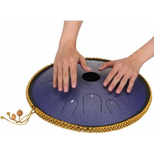 Hluru 14 Inch Steel Tongue Drum 14 Tone C Key Hand pan Drum Musical Instruments With Drum Mallets and Bag
