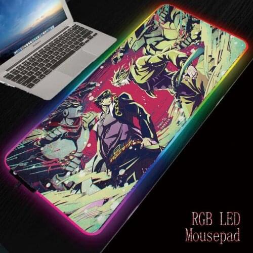 XGZ Anime Jojo Bizarre Adventure LED Gaming RGB Large Gamer Mousepad USB Backlit Rainbow Rubber Computer Mat Keyboard Desk Pad