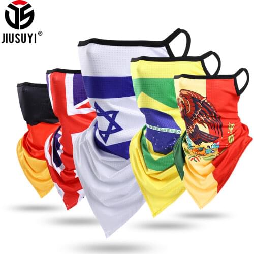 Triangle Bandana Face Scarves Hanging Ear Tube Scarf Brazil Spain Russia Flag Neck Gaiter Cover Breathable Balaclava Men Women