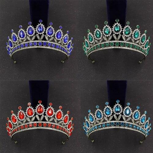 Vintage Queen Tiara Wedding Crown Bridal Diadem Crystal Rhinestone Head Jewelry Headwear, Wedding Hair Accessories