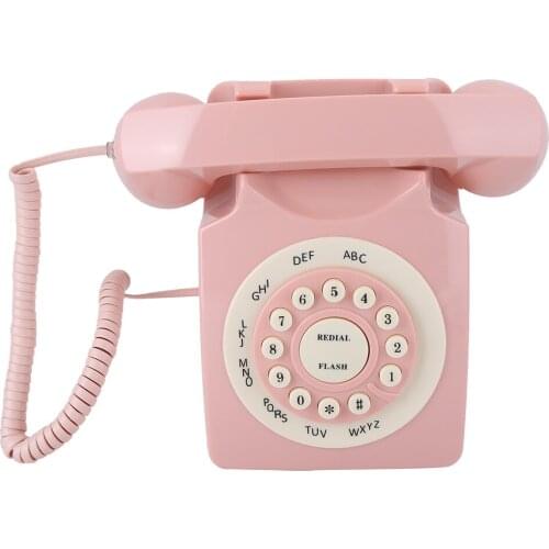 Vintage Telephone High Definition Call Quality Wired Telephone for Home Office Pink Landline Desk Telephone