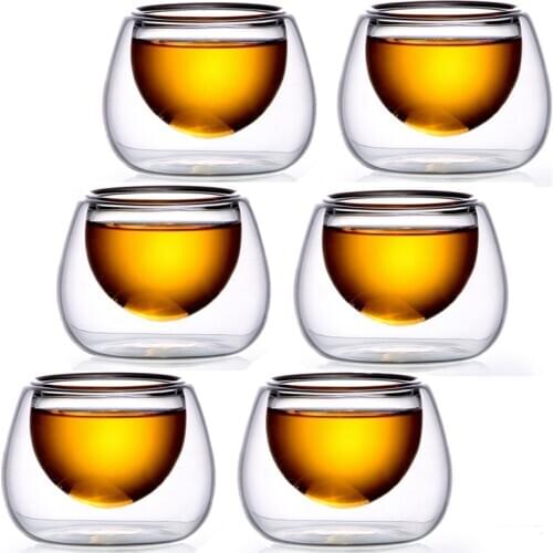 High Borosilicate Heat-resisting Glass Pyrex Double Wall glass miniature teacup transparent in a green tea cup