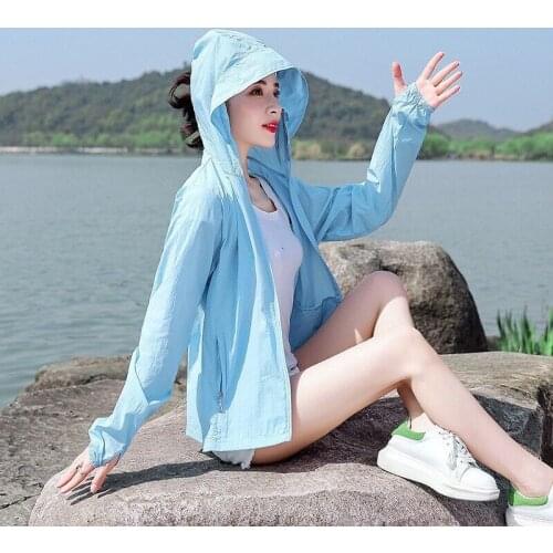 Sun Protection Clothing Women Short New Korean Summer Anti-ultraviolet Outdoor Cycling Hooded Thin Long-sleeved Jacket X288