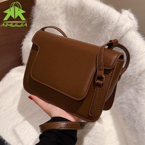 Fashion Solid Color Small PU Leather Crossbody Bags For Women Retro Fashion Handbag New Luxury Designer Shoulder Messenger Bag