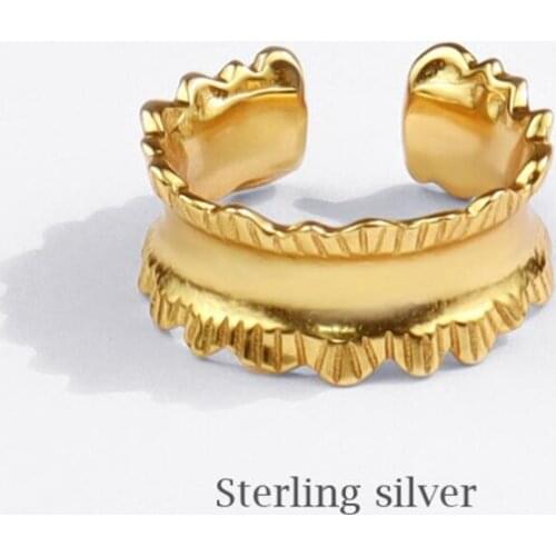 Sole Memory Rock Hip Hop Personality 925 Sterling Silver Female Resizable Opening Rings SRI741