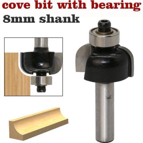1pcs/set High Quality Cove Bit With Bearing8mm shank Dovetail Router Bit Cutter wood working