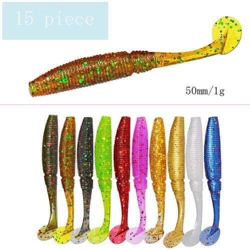 15Pcs/lot Wobbler Jigging 5cm 1g Fishing Lure Soft Worm Shrimp Jerkbait Fish Ocean Rock lure bass soft fish smell soft baits